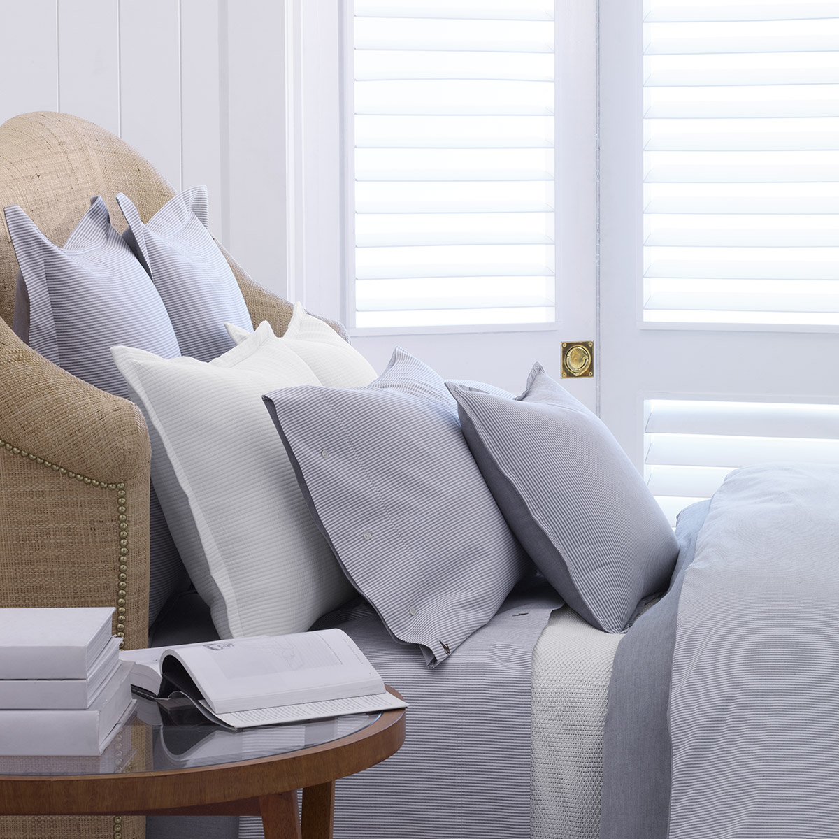 Lot de 2 taies en percale de coton, OXFORD blue, RALPH LAUREN HOME