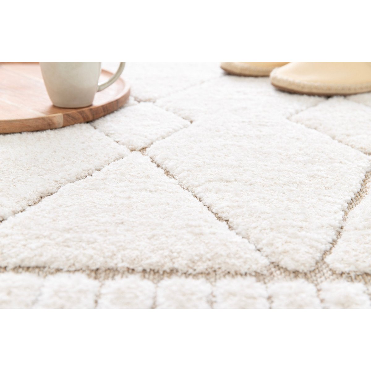 Tapis design inspiration ethnique effet relief ALBA beige sable, AFK LIVING
