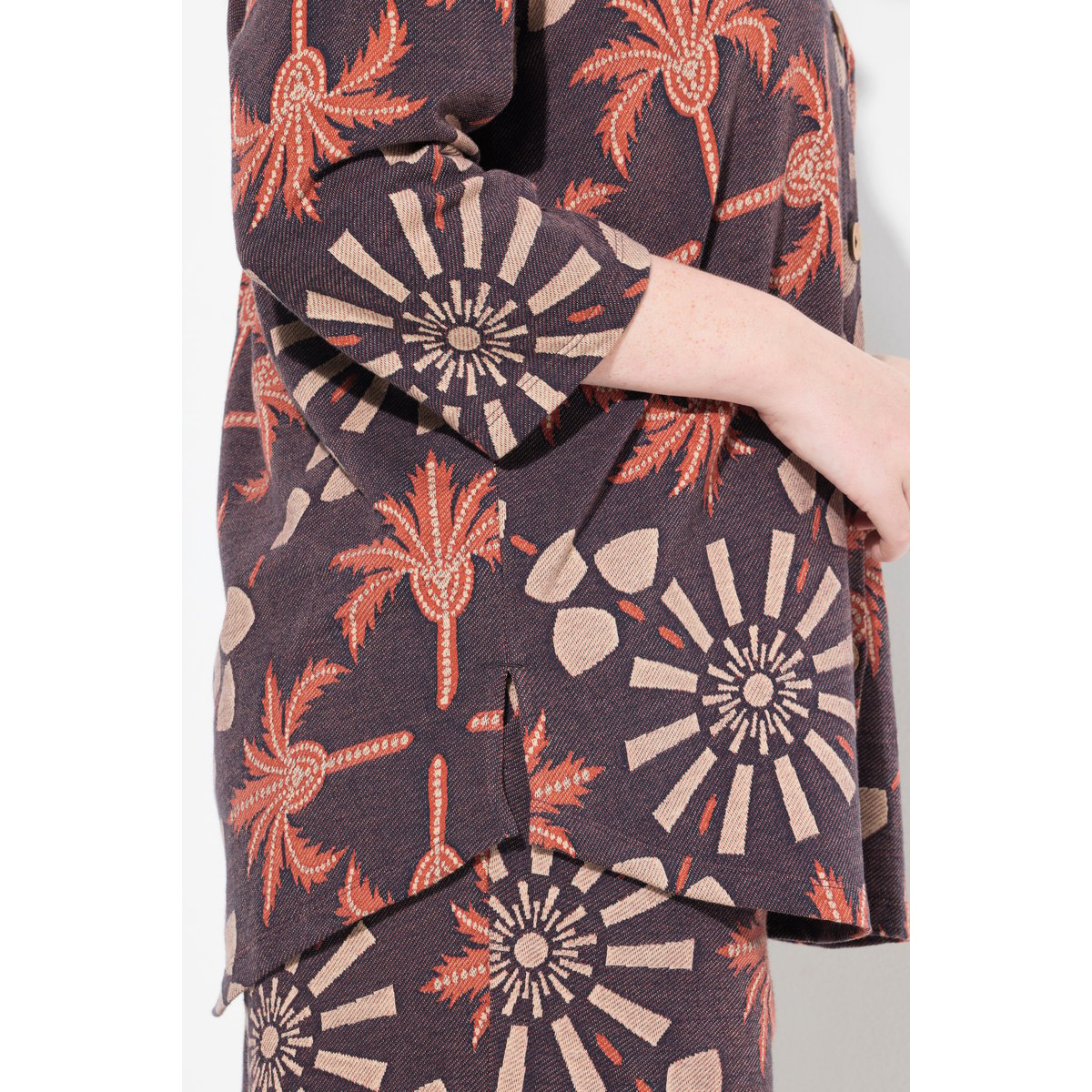 Veste sweat, col chemise marron cuivre, ULLA POPKEN