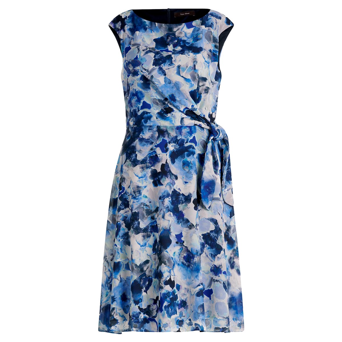 Robe de cocktail à ceinture à nouer bleu foncé/bleu, VERA MONT