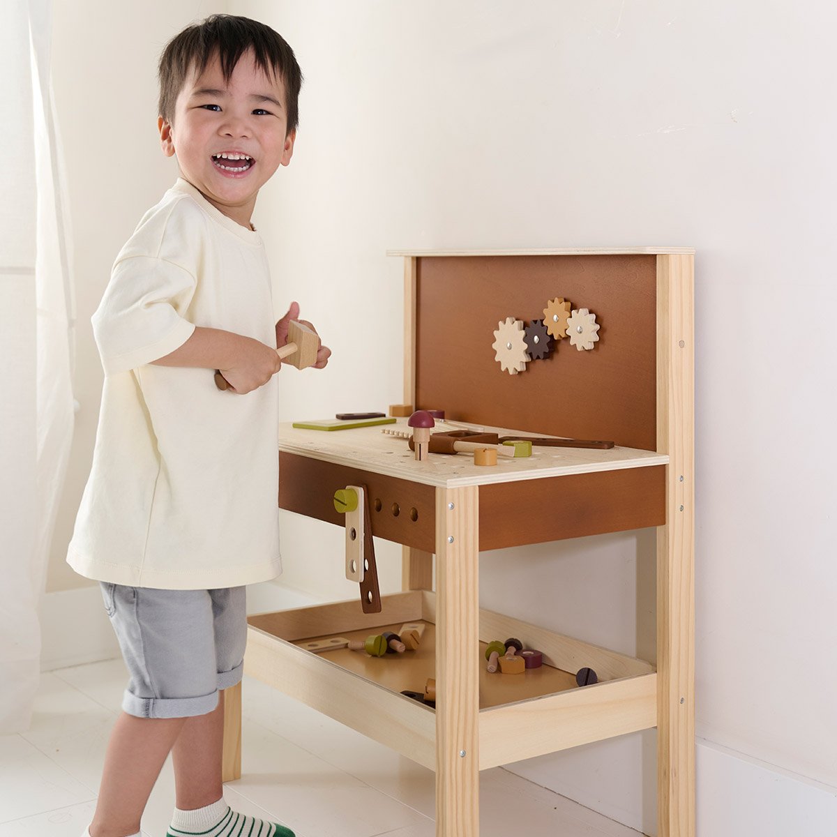 Établi de bricolage NOYER marron, PETITE AMELIE