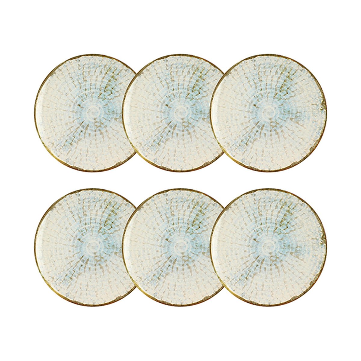Lot de 6 assiettes à dessert 20cm en faïence, MINERAL bleu-gris, NOVASTYL
