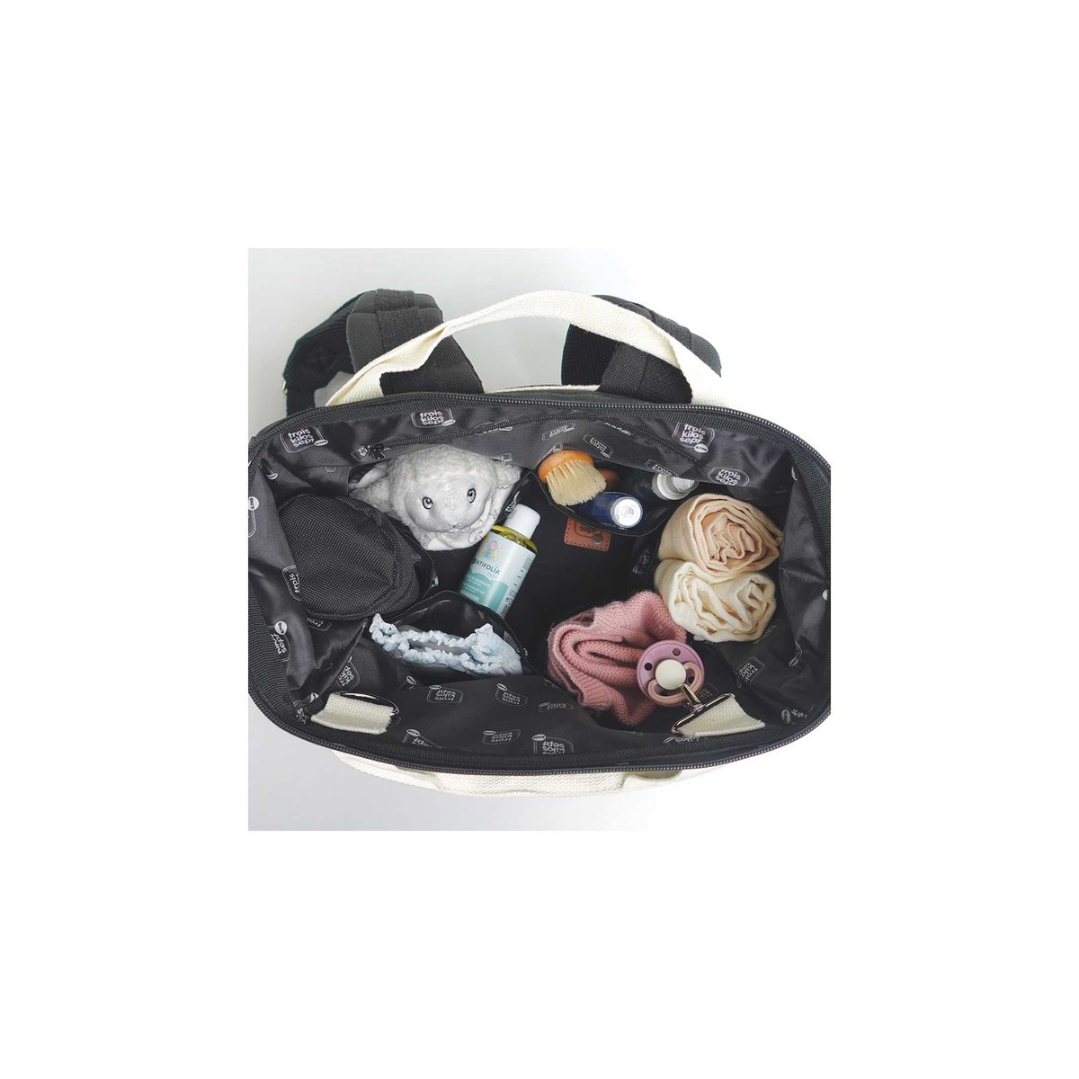 Sac à dos à langer déperlant noir, TROIS KILOS SEPT