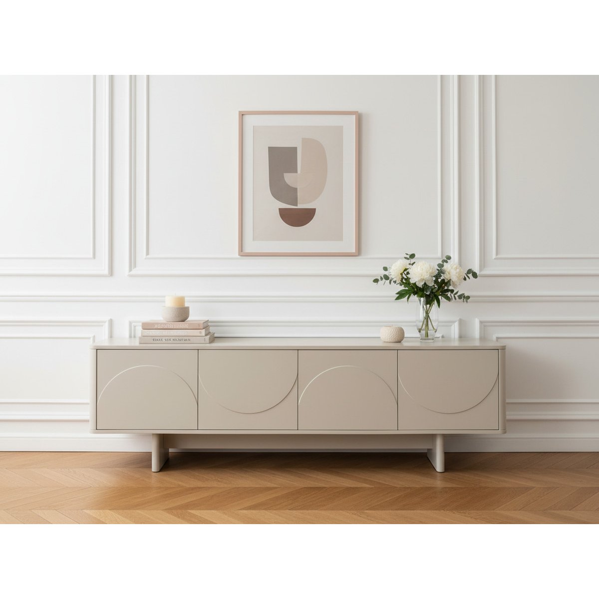 Meuble TV 180 cm MDF, ESTEBAN beige, BOBOCHIC