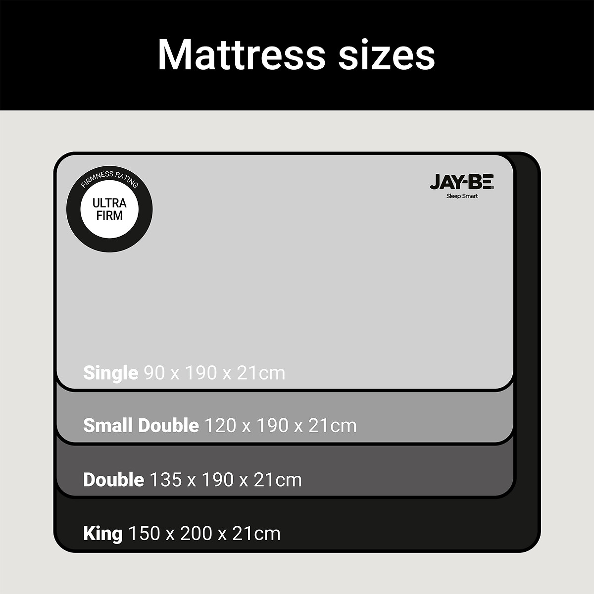 Jay-Be® Flex Ultra-Firm Sprung Mattress white/black, JAY-BE
