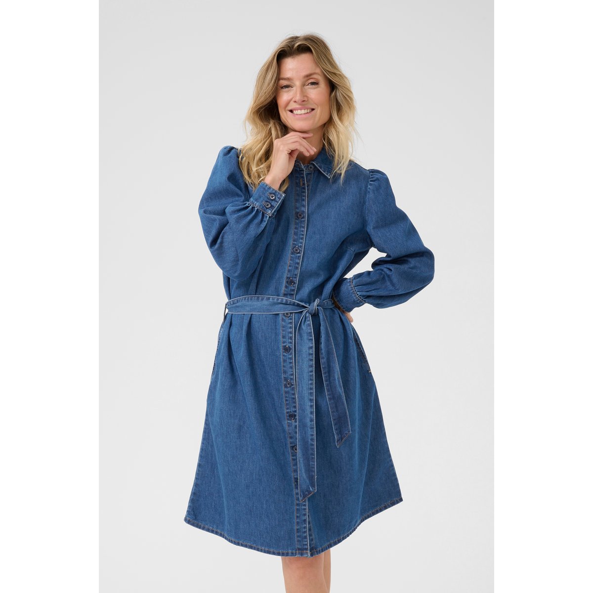 Robe en jean bleu jasper blue denim, CREAM