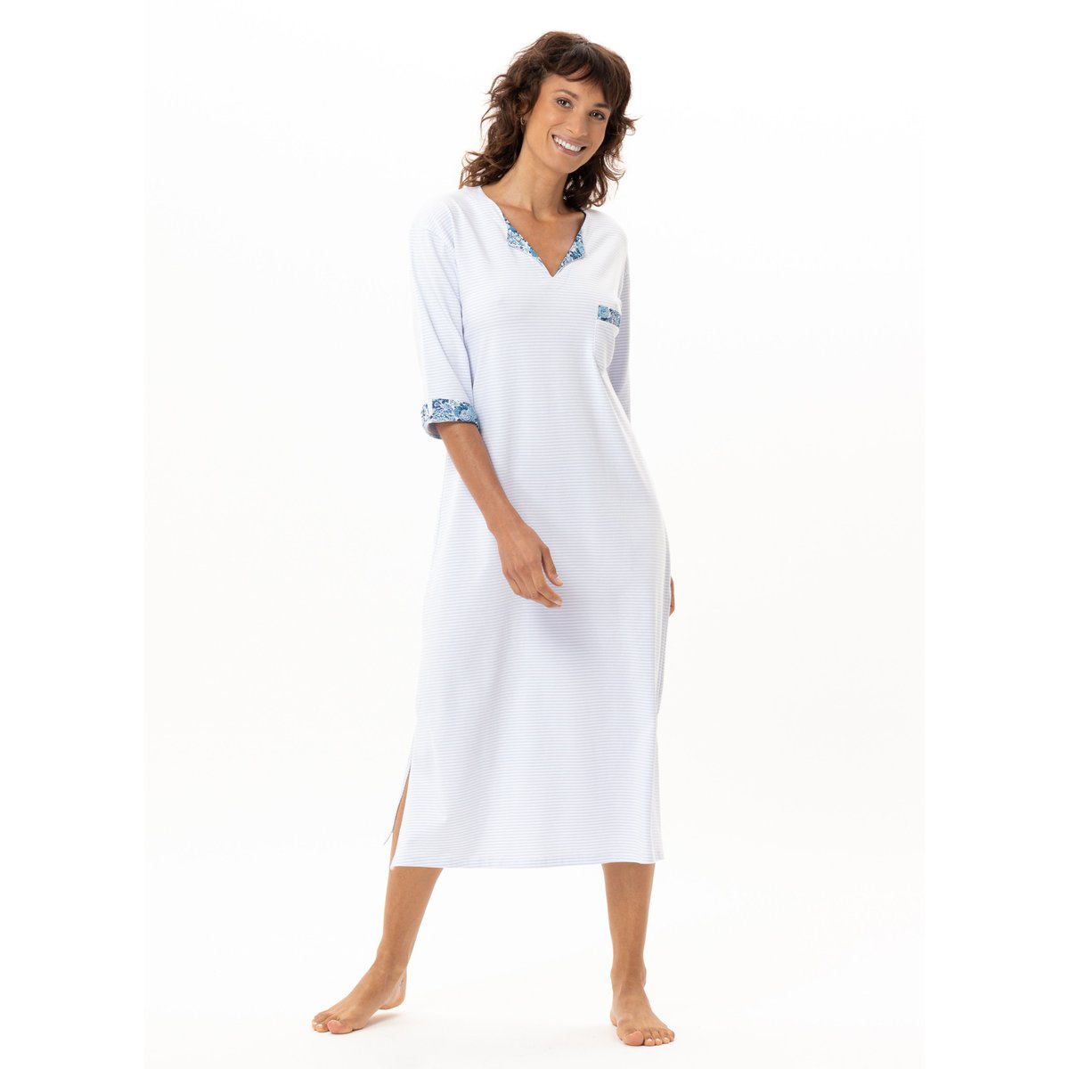 Chemise de nuit longue en coton GARDEN 211 multicolore, LE CHAT