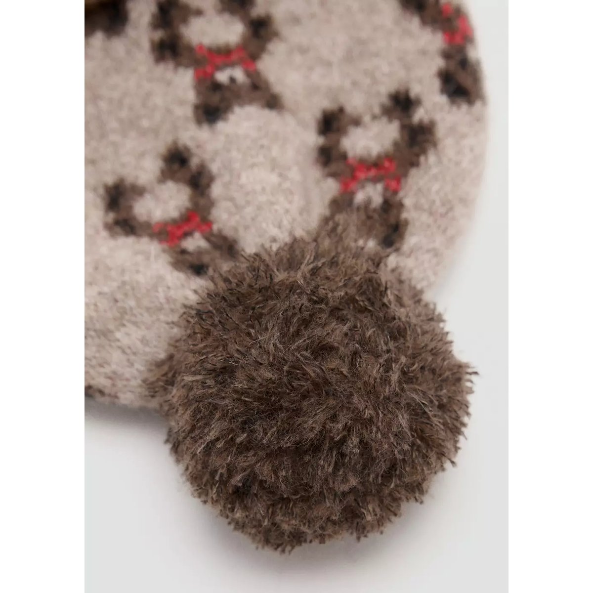 Bonnet en maille à petits ours marron moyen, MANGO BABY