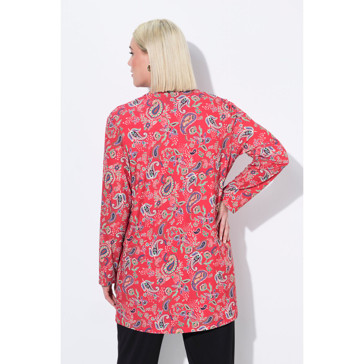Veste en jersey. Col châle et manches bleu paon, ULLA POPKEN