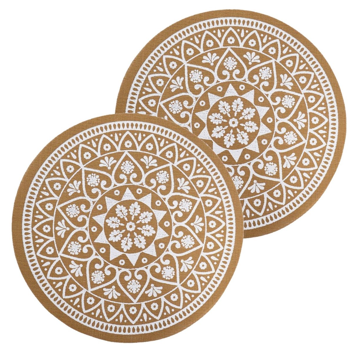 Lot de 2 sets de table effet jute lessivables blanc, TOILINUX