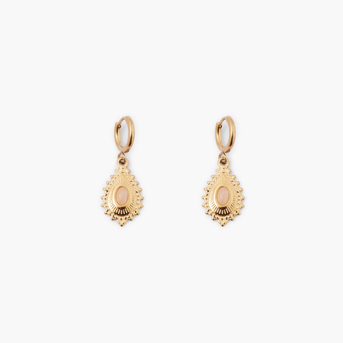 Boucles d'oreilles pendentif acier inoxydable doré et rose rose, BALABOOSTE