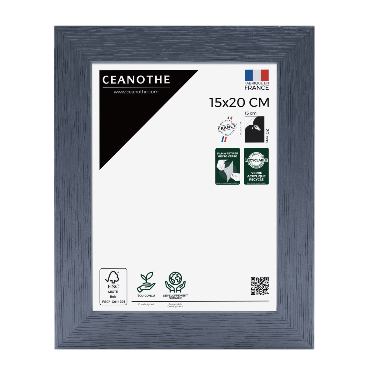 Cadre Photo En Bois Reconstitué Fsc KARMA bleu, CEANOTHE