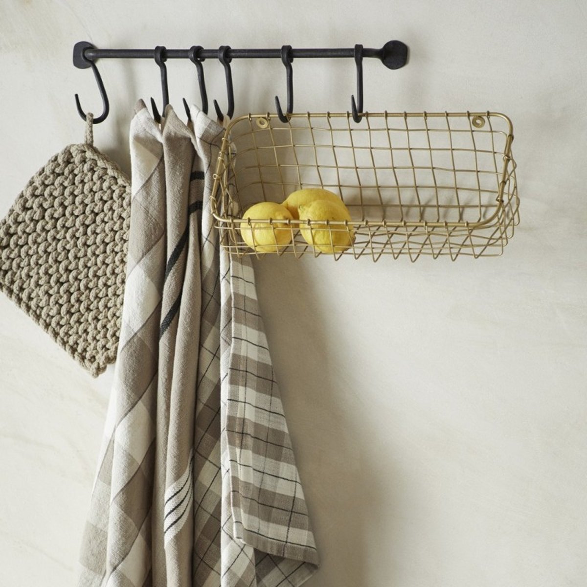 Torchon cuisine coton carreaux gris, MADAM STOLTZ