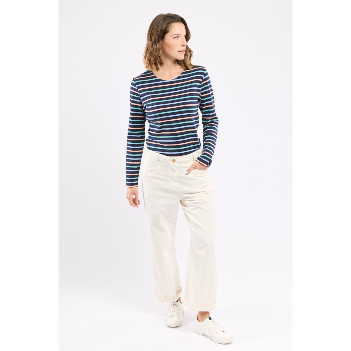 Marinière tricolore en coton épais marine deep/ placid blue/, ARMOR-LUX