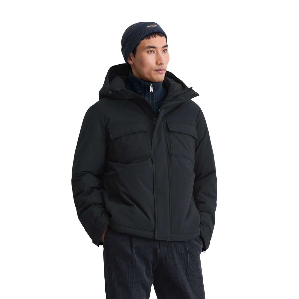Veste à capuche regular avec rembourrage doux d'Unifi REPREVE®. bleu foncé, MARC O'POLO