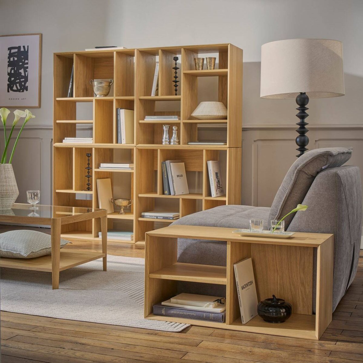 Etagère 4 modules bois - ALBANE couleur unique, CAMIF