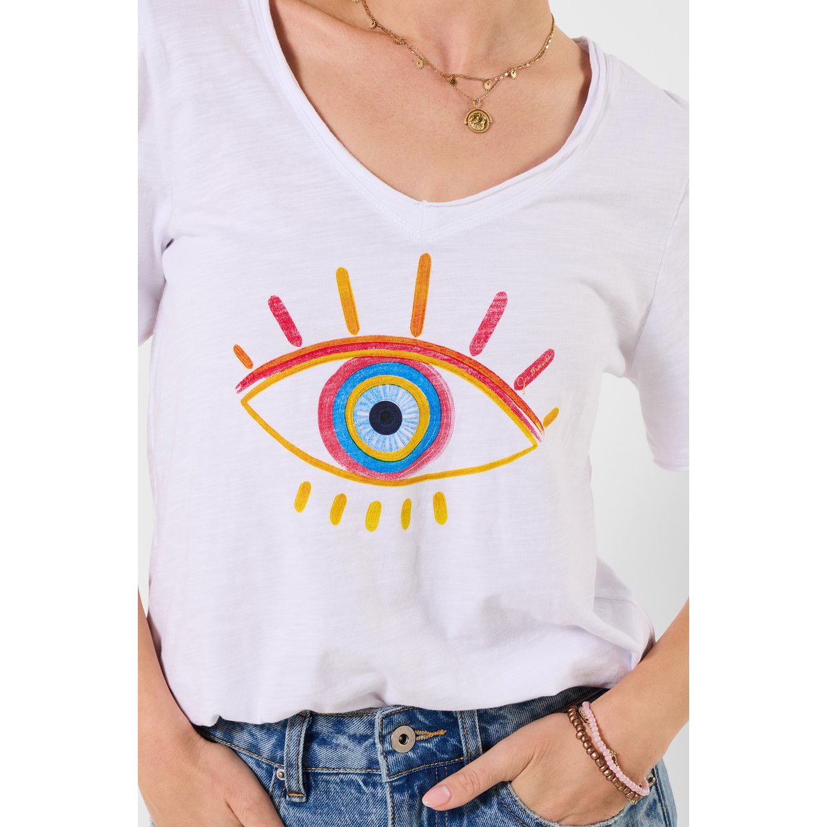 T-shirt à motif œil blanc, JOE BROWNS