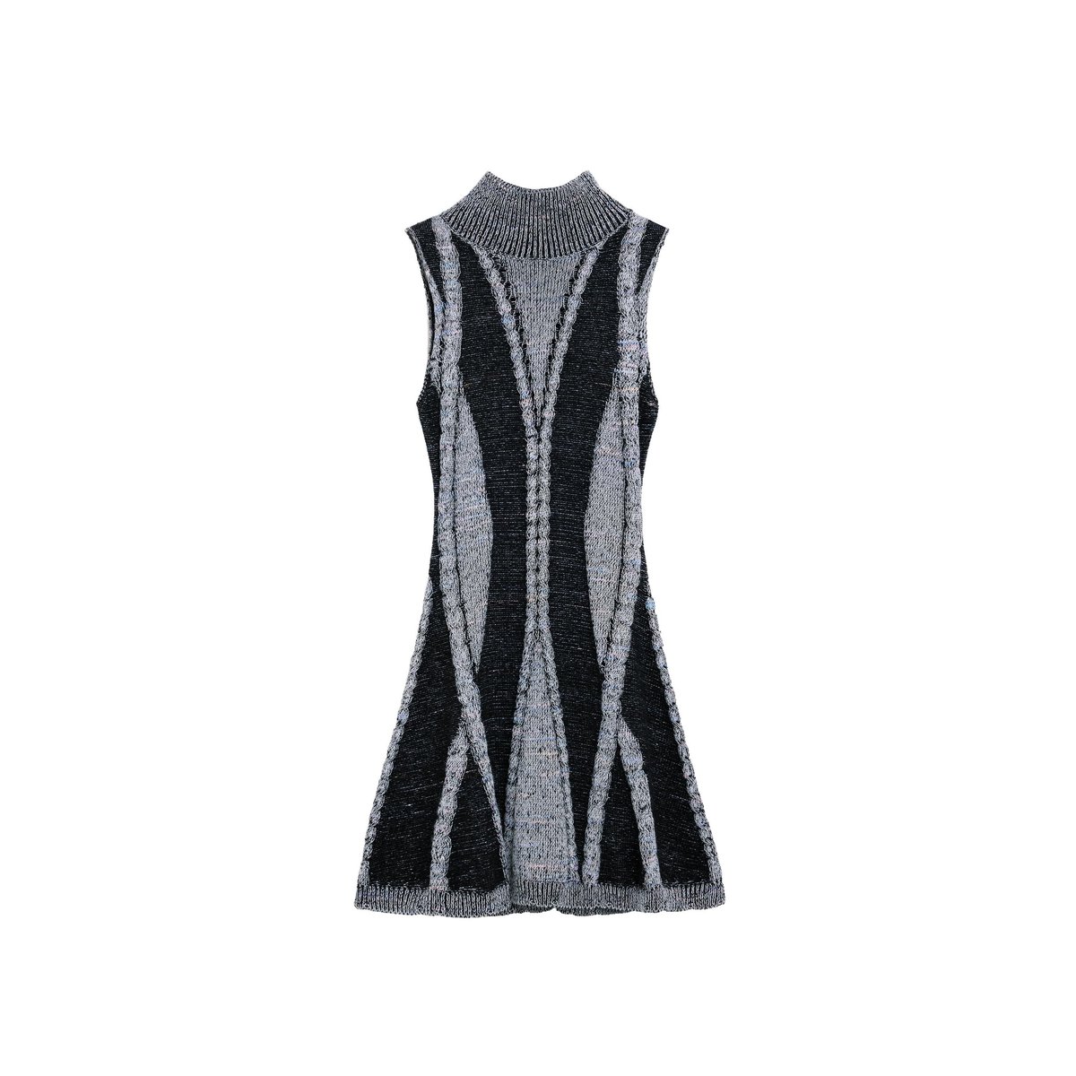 Robe à col montant en maille gris, DESIGUAL