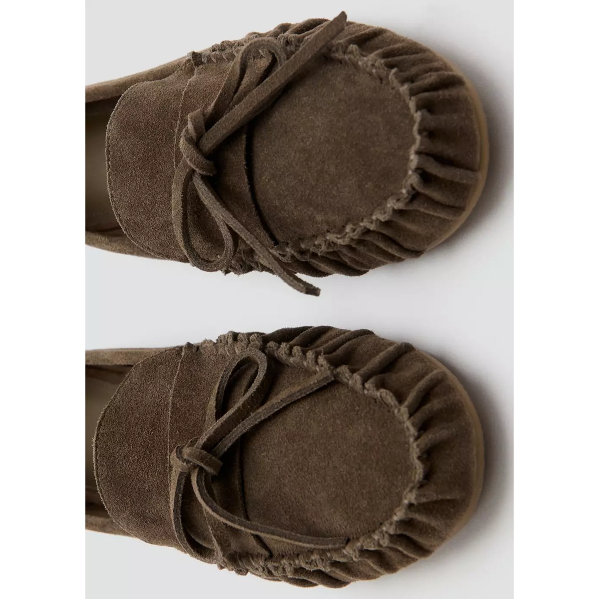 Mocassin en daim bout froncé sable, MANGO
