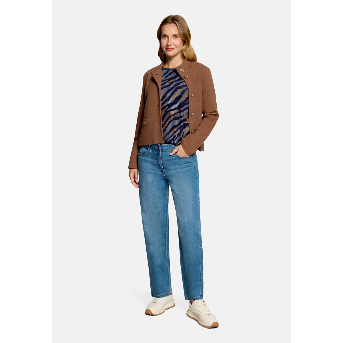 Haut casual à cordon coulissant sous tunnel bleu/marron, BETTY BARCLAY