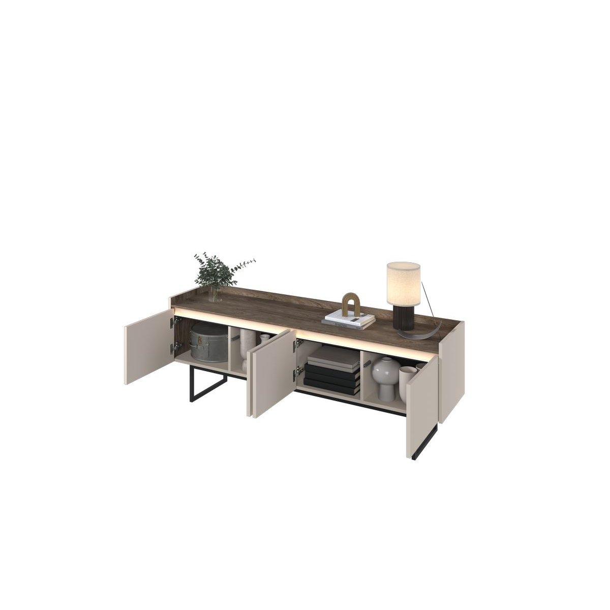 Meuble TV 166 cm panneaux de particules, LOUNA beige, BOBOCHIC