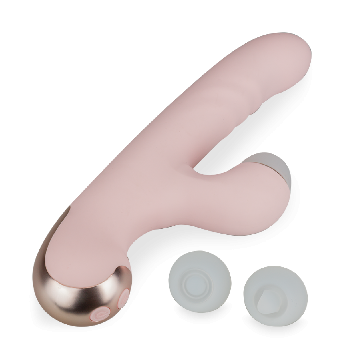 Vibromasseur puissant rabbit va-et-vient et 3 becs stimulants Amor rose, LOVE AND VIBES