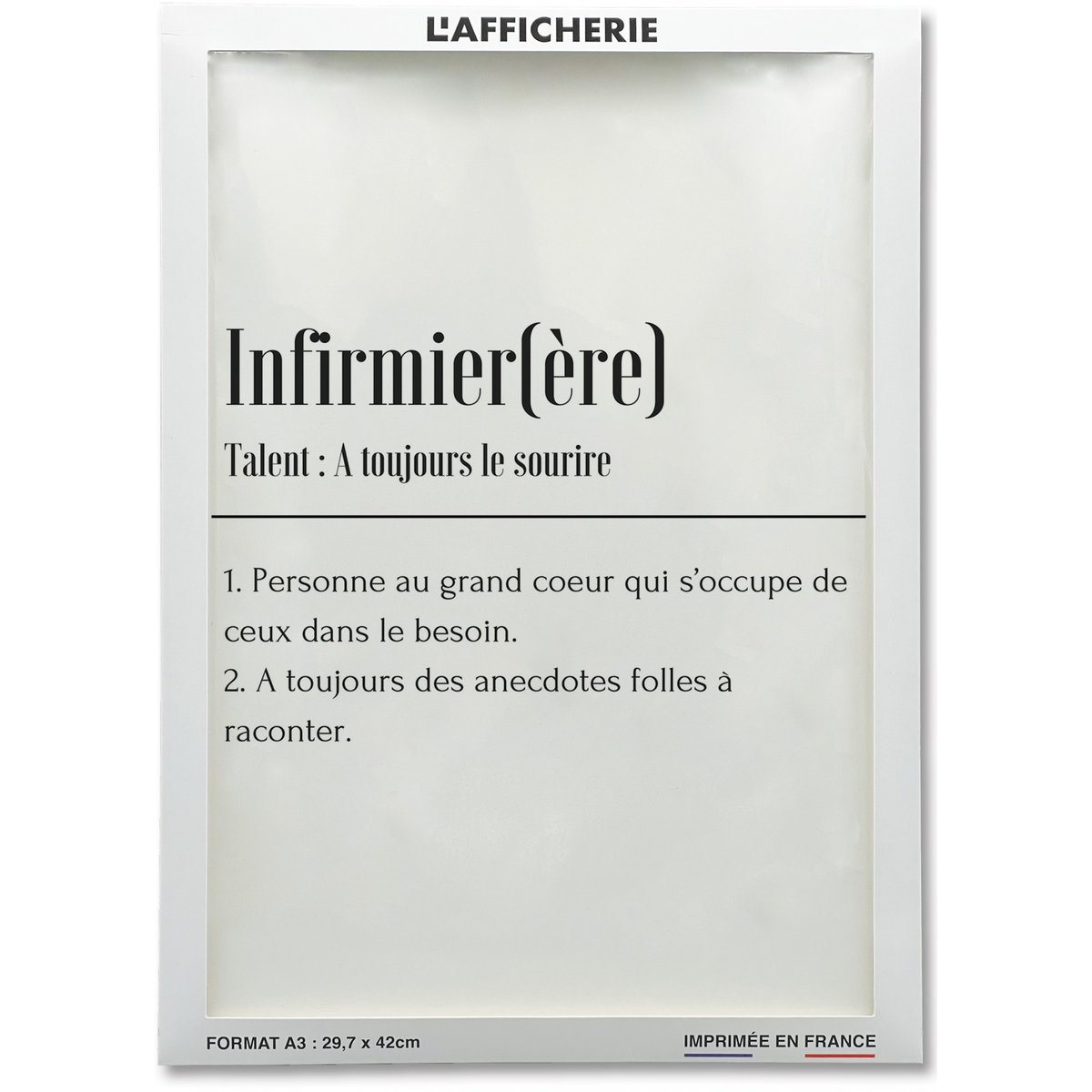 Affiche Définition Infirmier blanc, L'AFFICHERIE