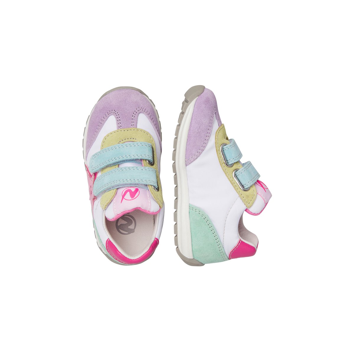 Sneakers en daim et tissu technique CRUMI VL. blanc-lilas, NATURINO