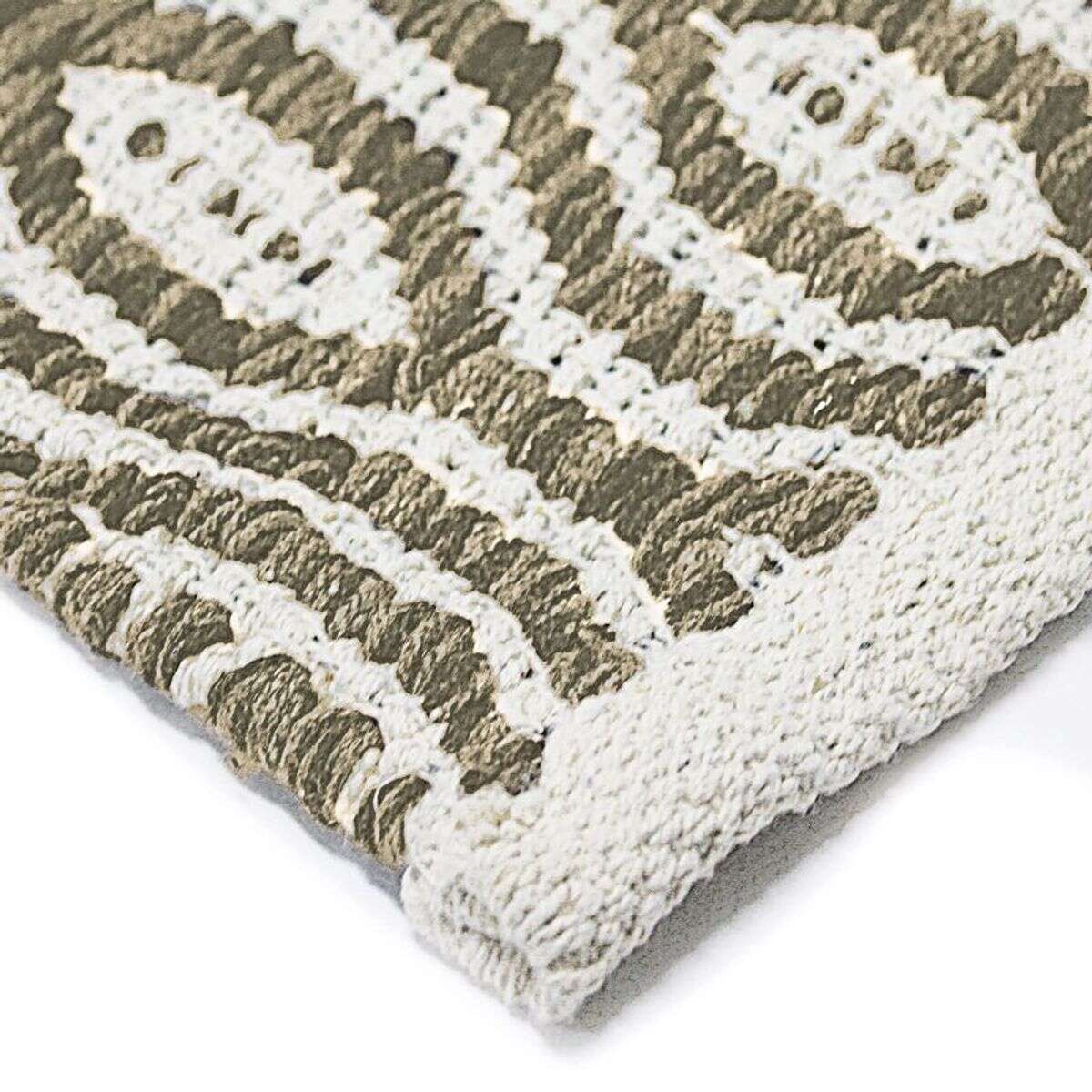 Tapis salon artisanal en coton écru noir, THE DECO FACTORY