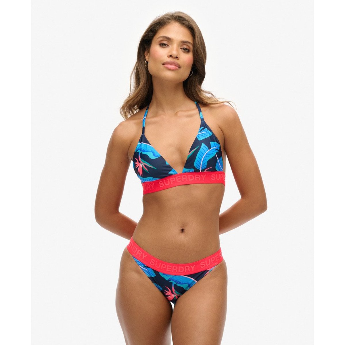 Haut de bikini triangle à logo bleu marine paradis, SUPERDRY