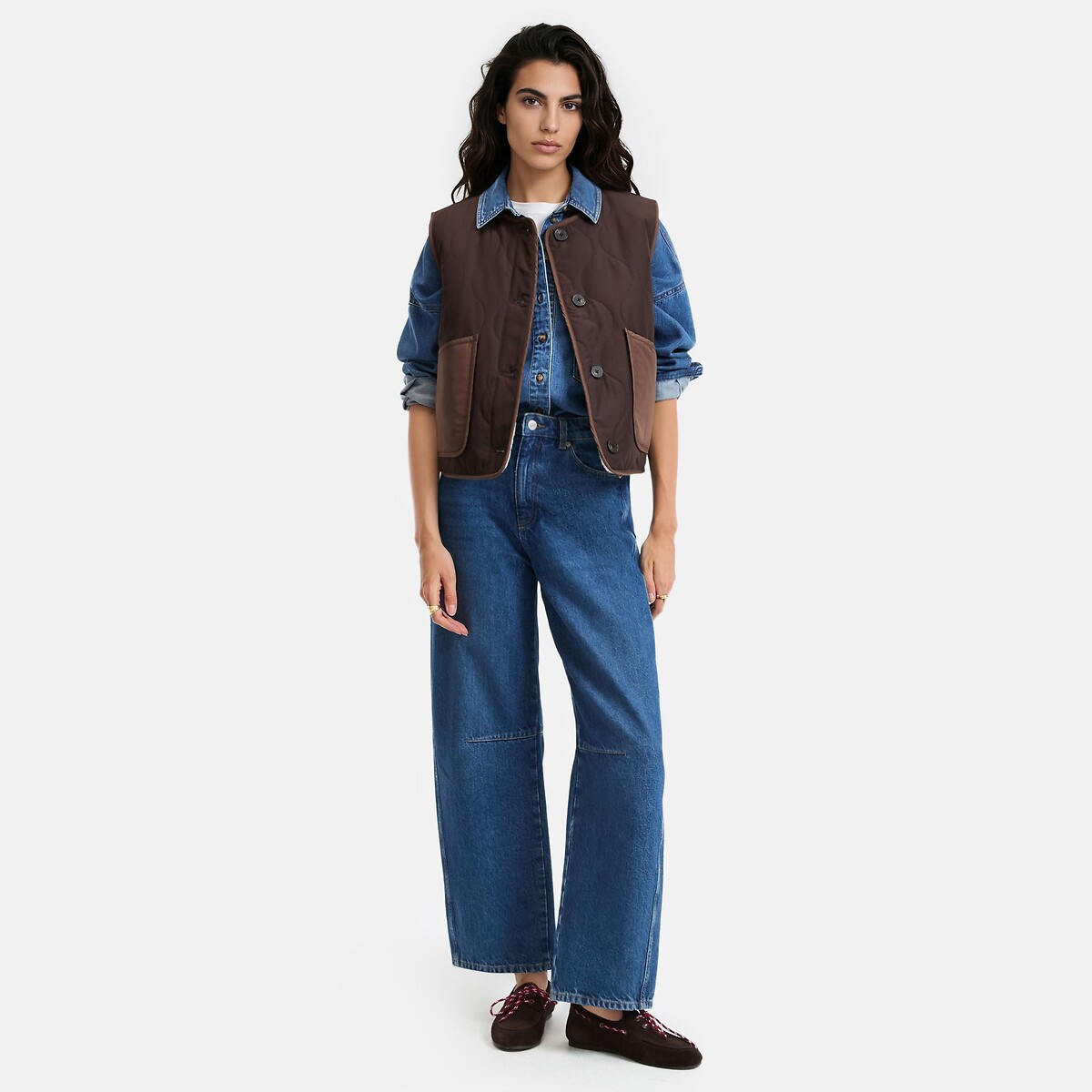 Doudoune sans manches, réversible, matelassée, sherpa marron, LA REDOUTE COLLECTIONS
