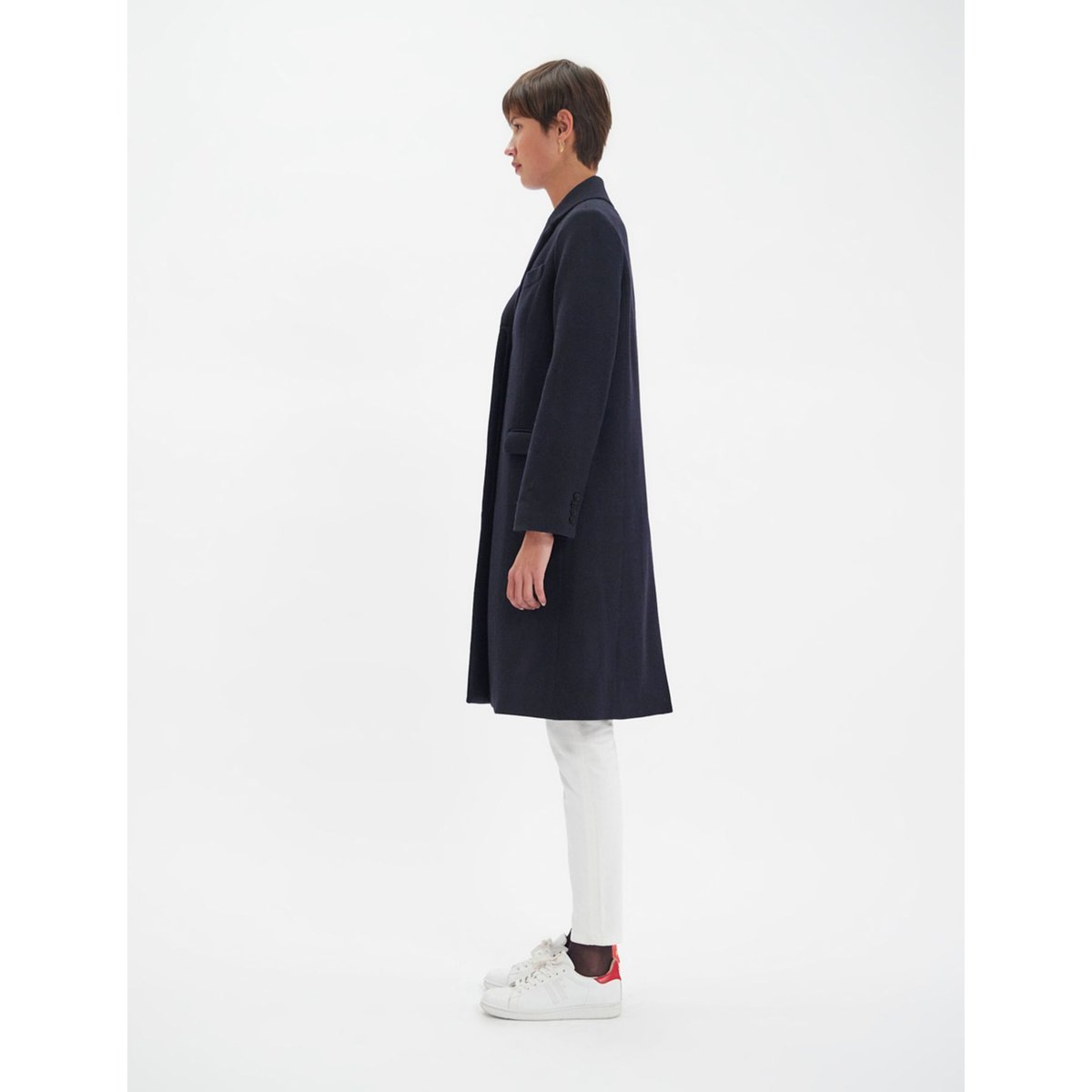 Manteau en lainage à chevrons franck bleu, INES DE LA FRESSANGE PARIS