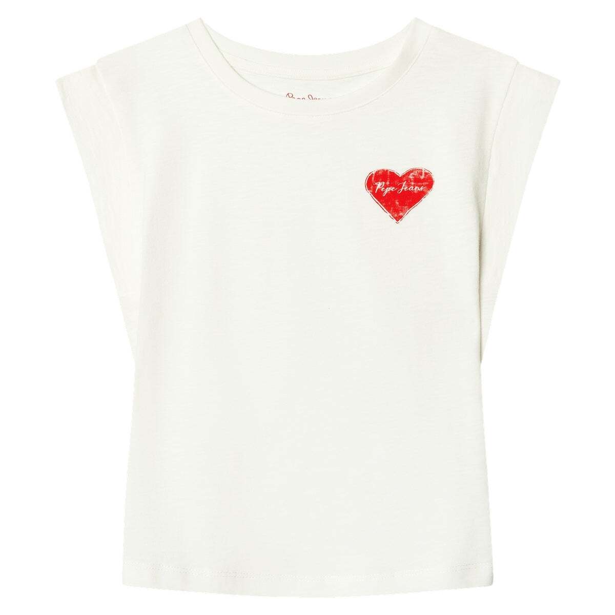 T-Shirt Sans Manches Imprimée blanche mousse, PEPE JEANS