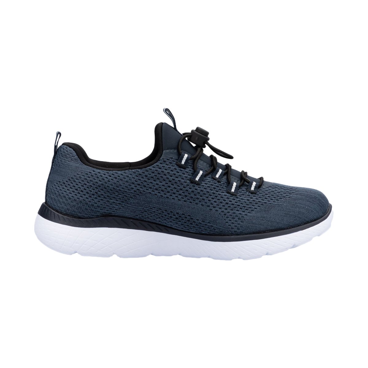 Sneakers à semelle plate et à lacets ronds élastiqués décoratifs marine, RIEKER