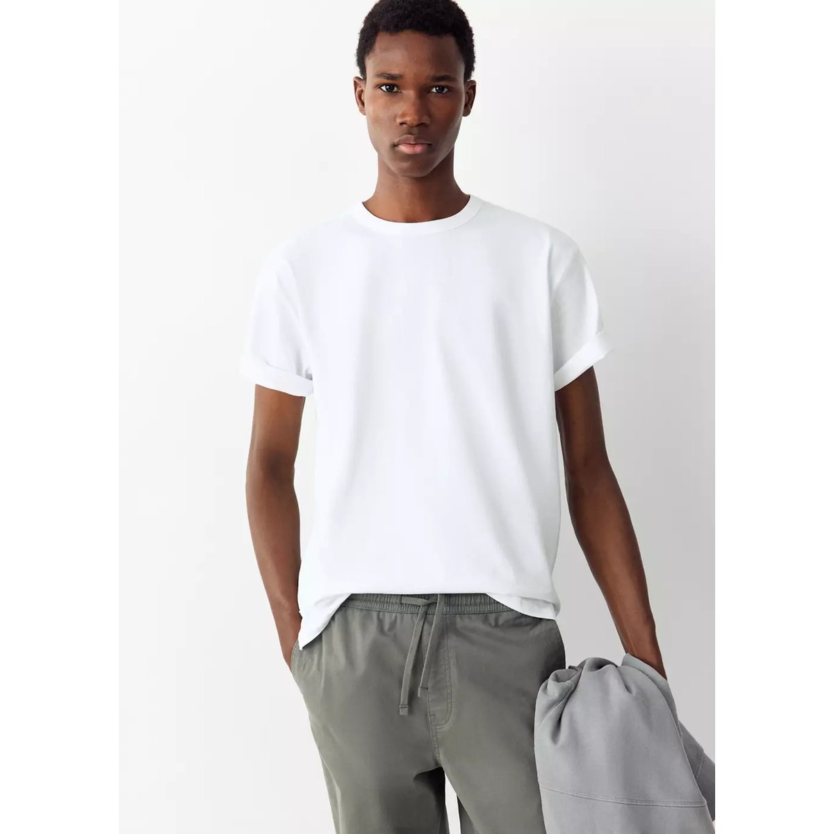 Pantalon droit cordon kaki, MANGO TEEN