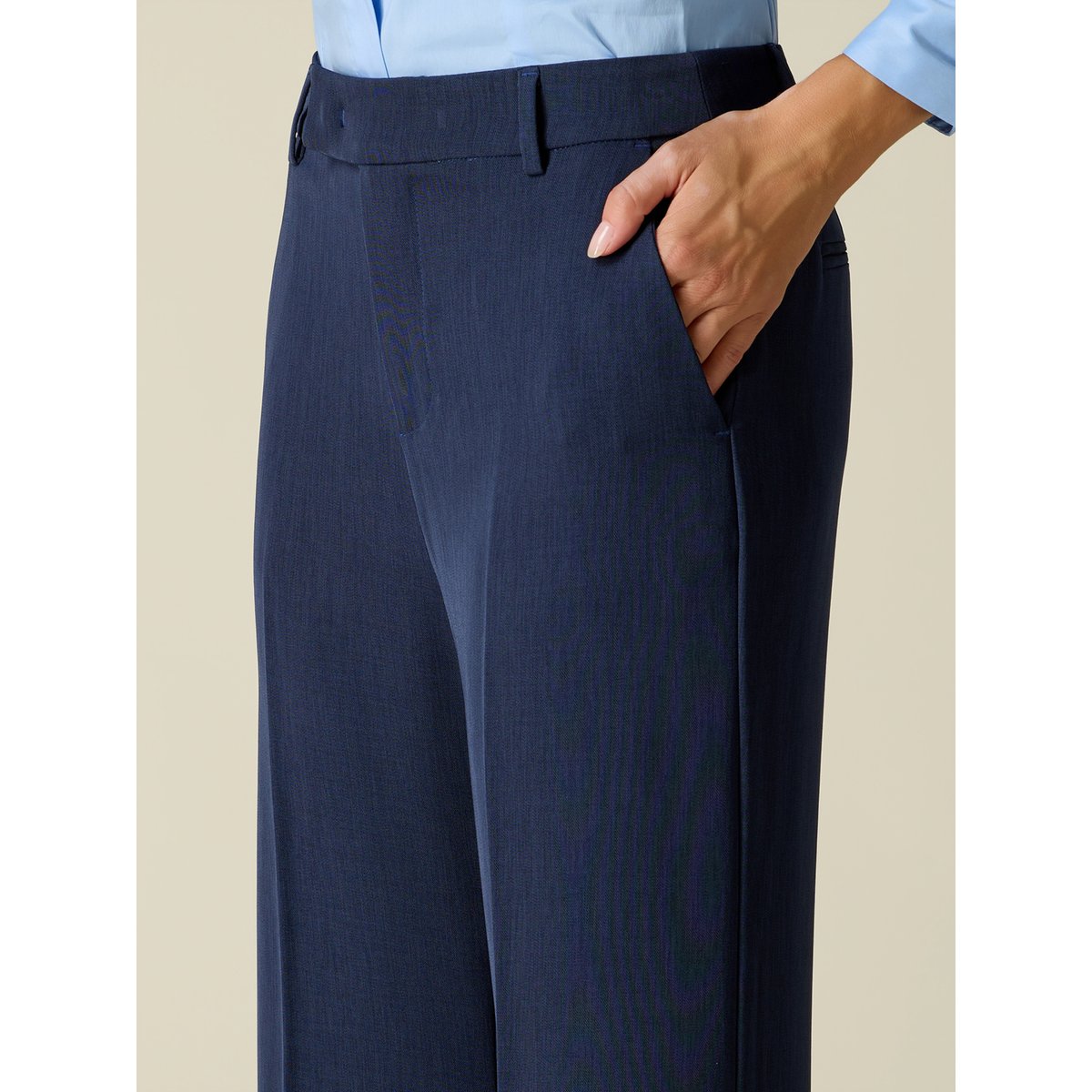 Pantalon palazzo uni bleu, OLTRE