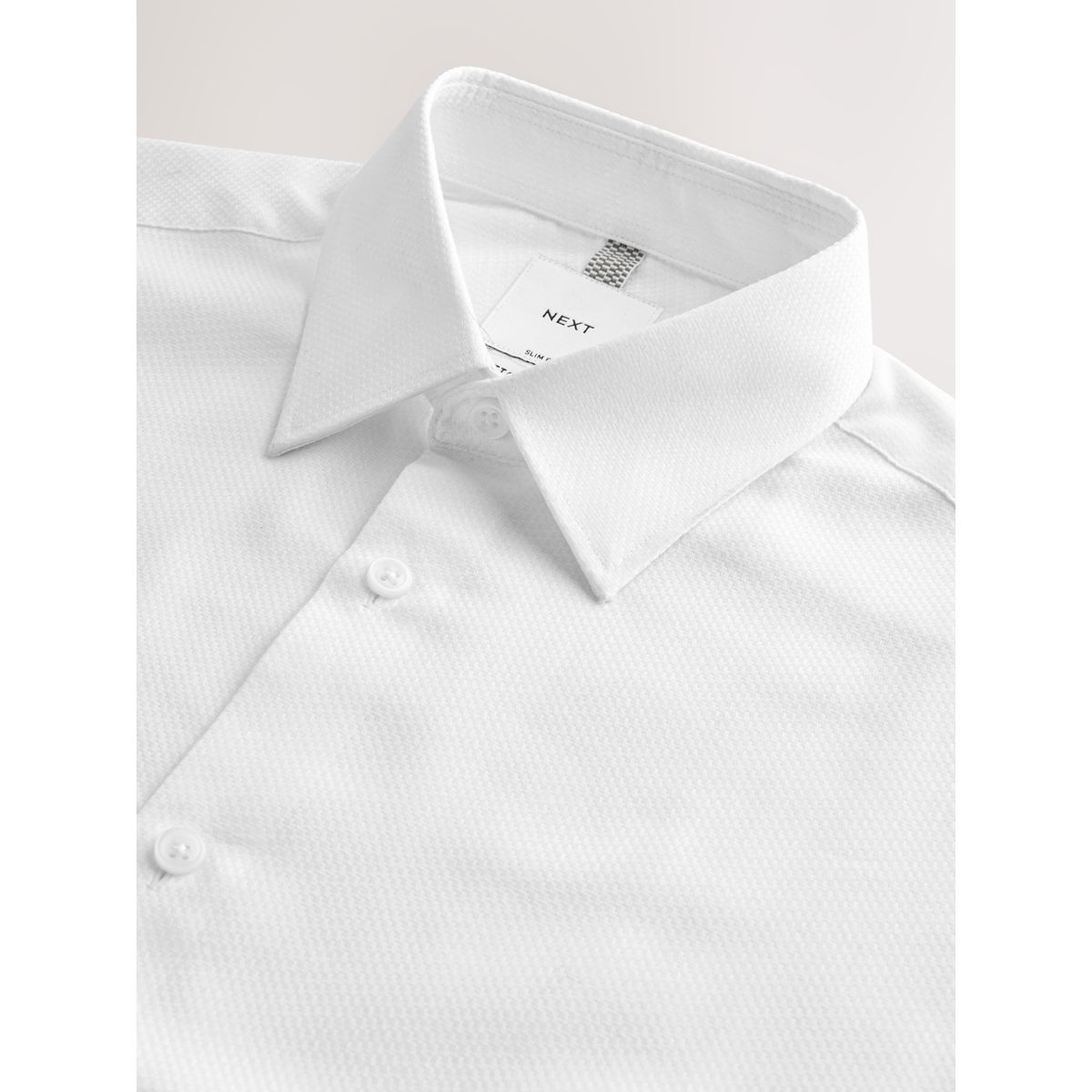 Chemise habillée texturée coton majoritaire blanc, NEXT