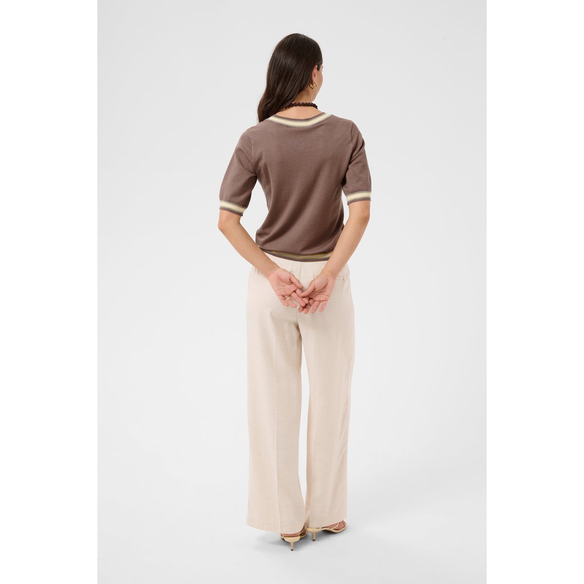 Pullover tricoté beige deep taupe/multi stripes, KAFFE