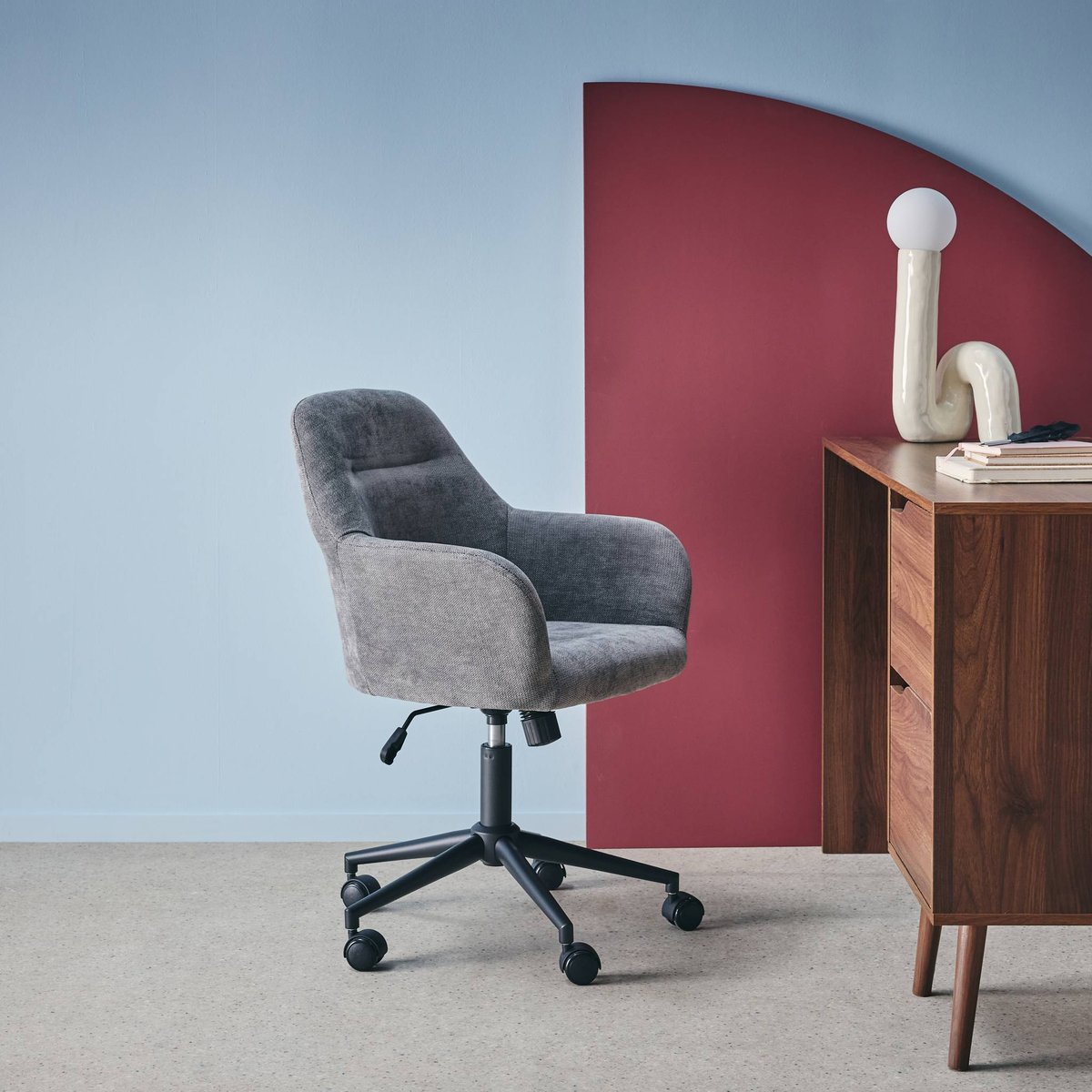 Chaise de bureau à roulettes ajustable métal et tissu  STAN gris, SWEEEK