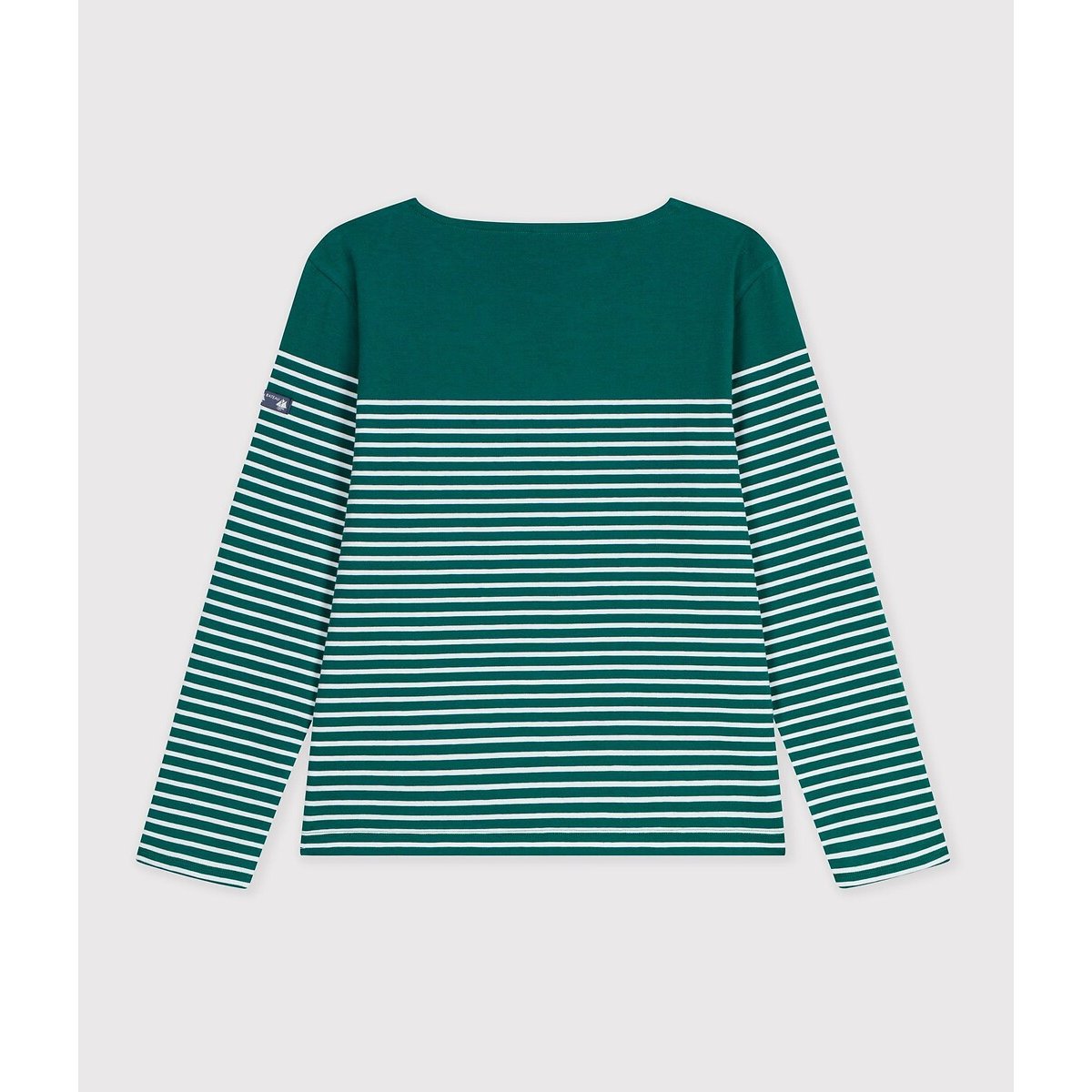T-shirt rayé, manches longues vert/blanc, PETIT BATEAU