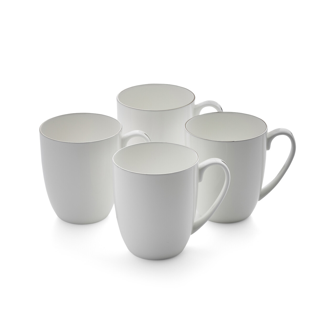 Set of 4 Serendipity Platinum Barrel Shape Mugs white, ROYAL WORCESTER