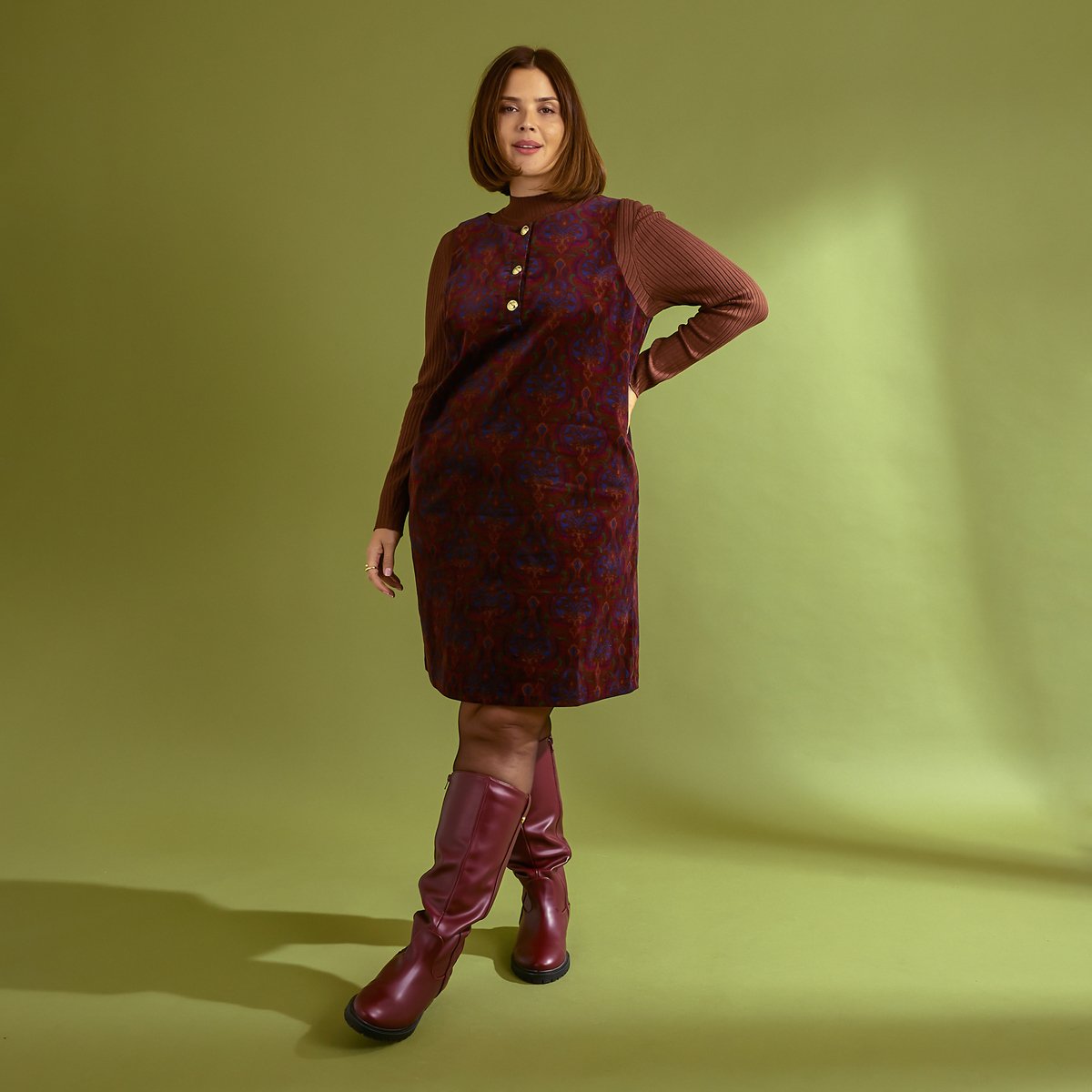 Robe en velours sans manches orange bordeaux, GRAIN DE MALICE