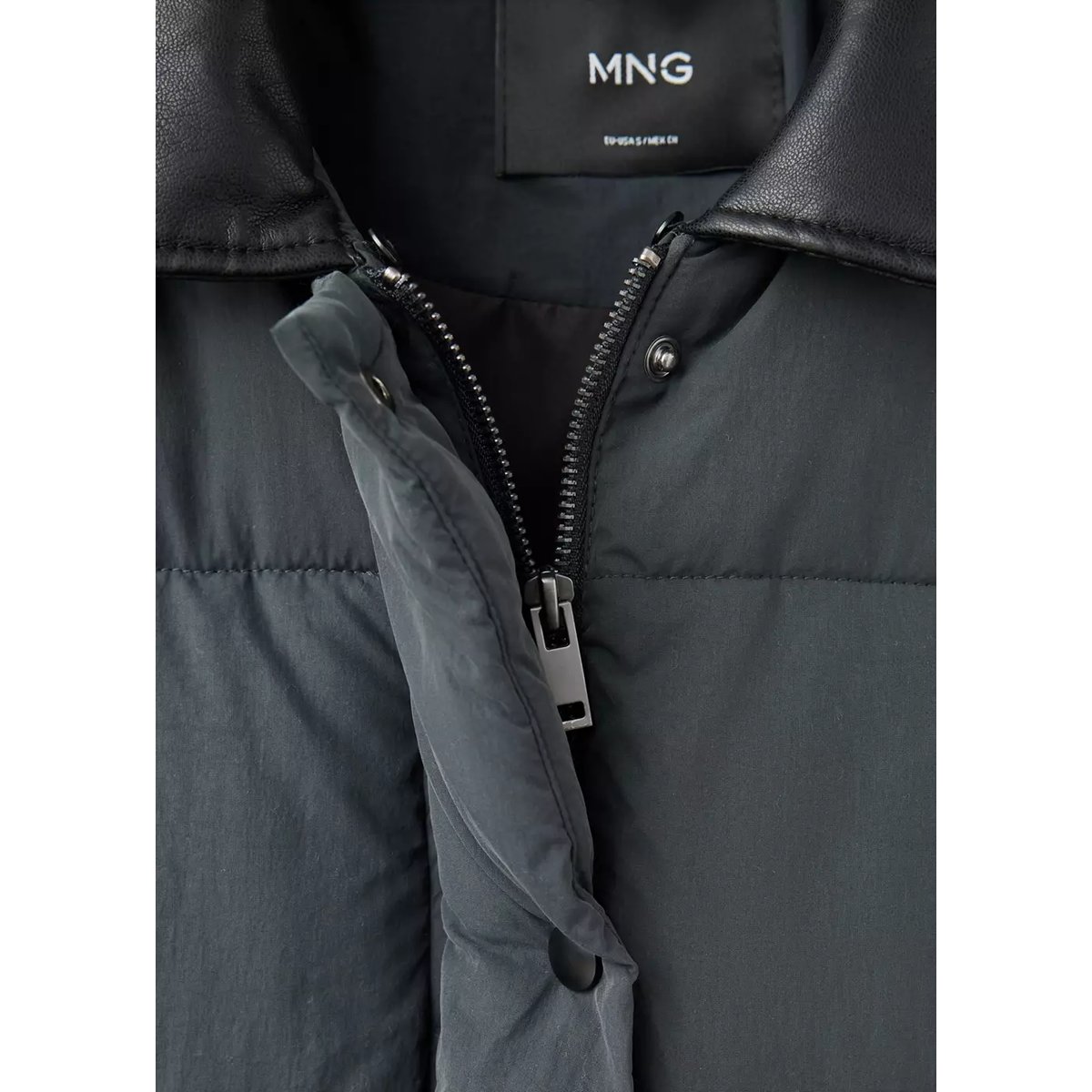 Anorak matelassé col imitation fourrure gris anthracite, MANGO
