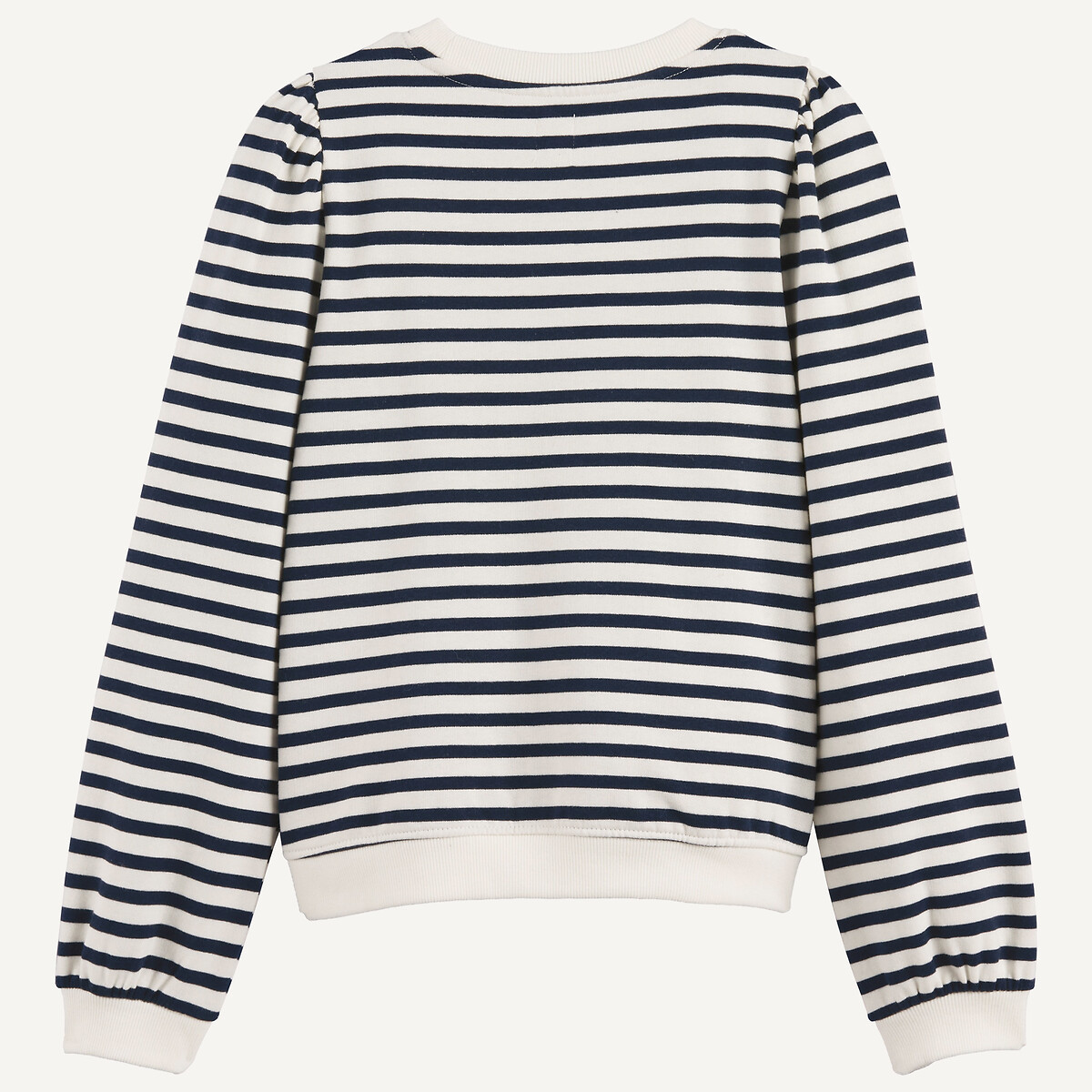 Sweat col rond rayé, en molleton rayé bleu/blanc, LA REDOUTE COLLECTIONS