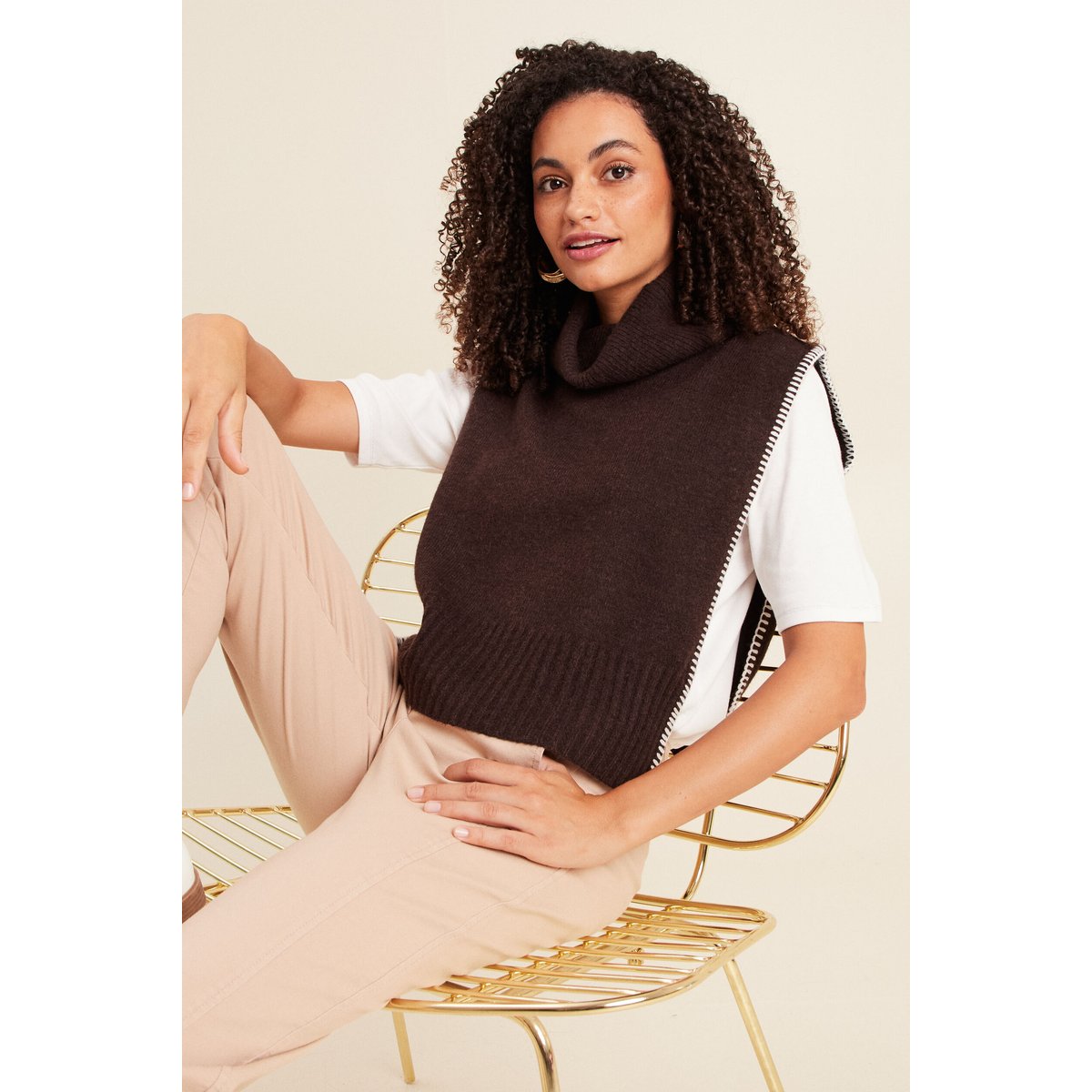 Écharpe aspect laineux marron foncé, BREAL