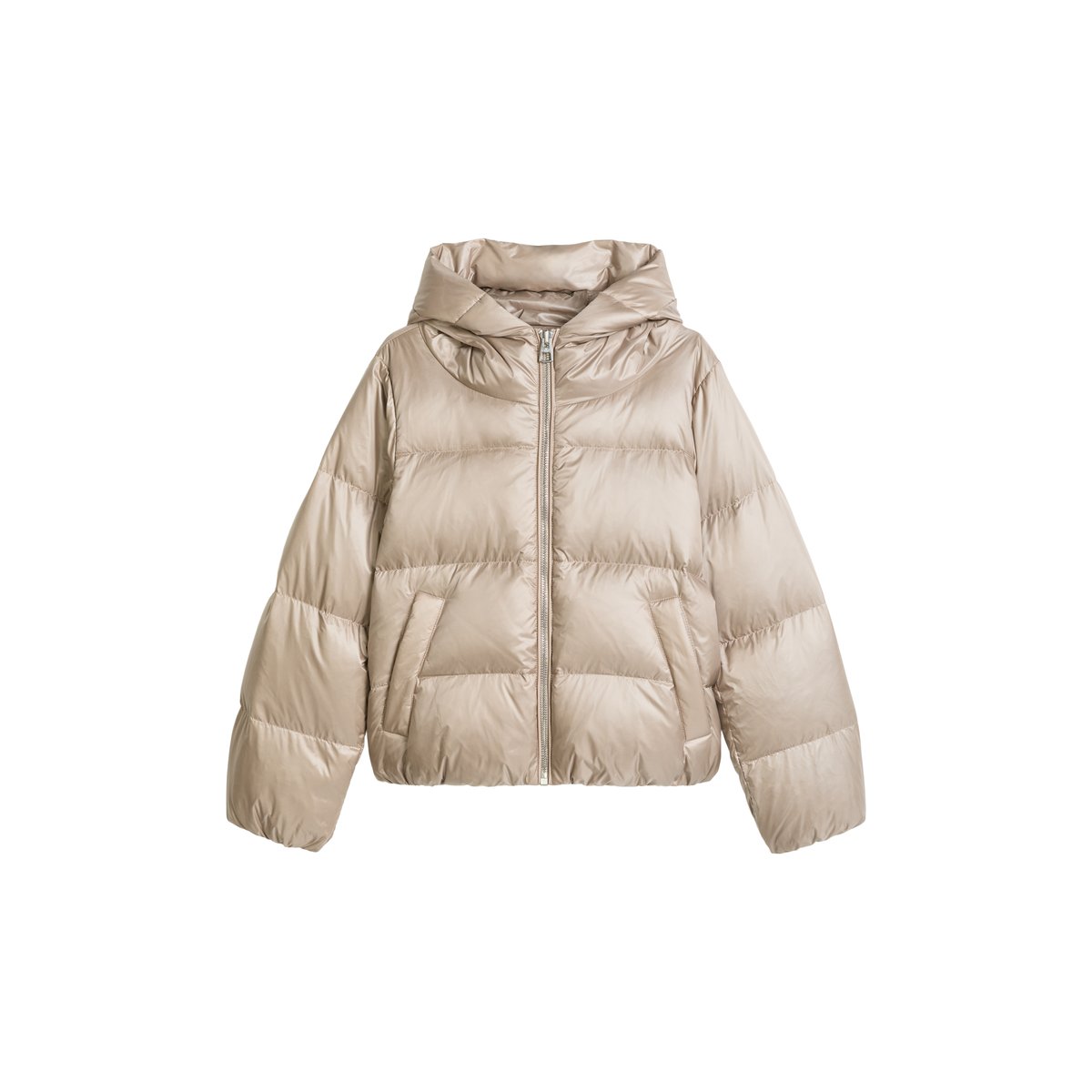 Doudoune coupe classique en nylon Shiny recyclé beige, MARC O'POLO