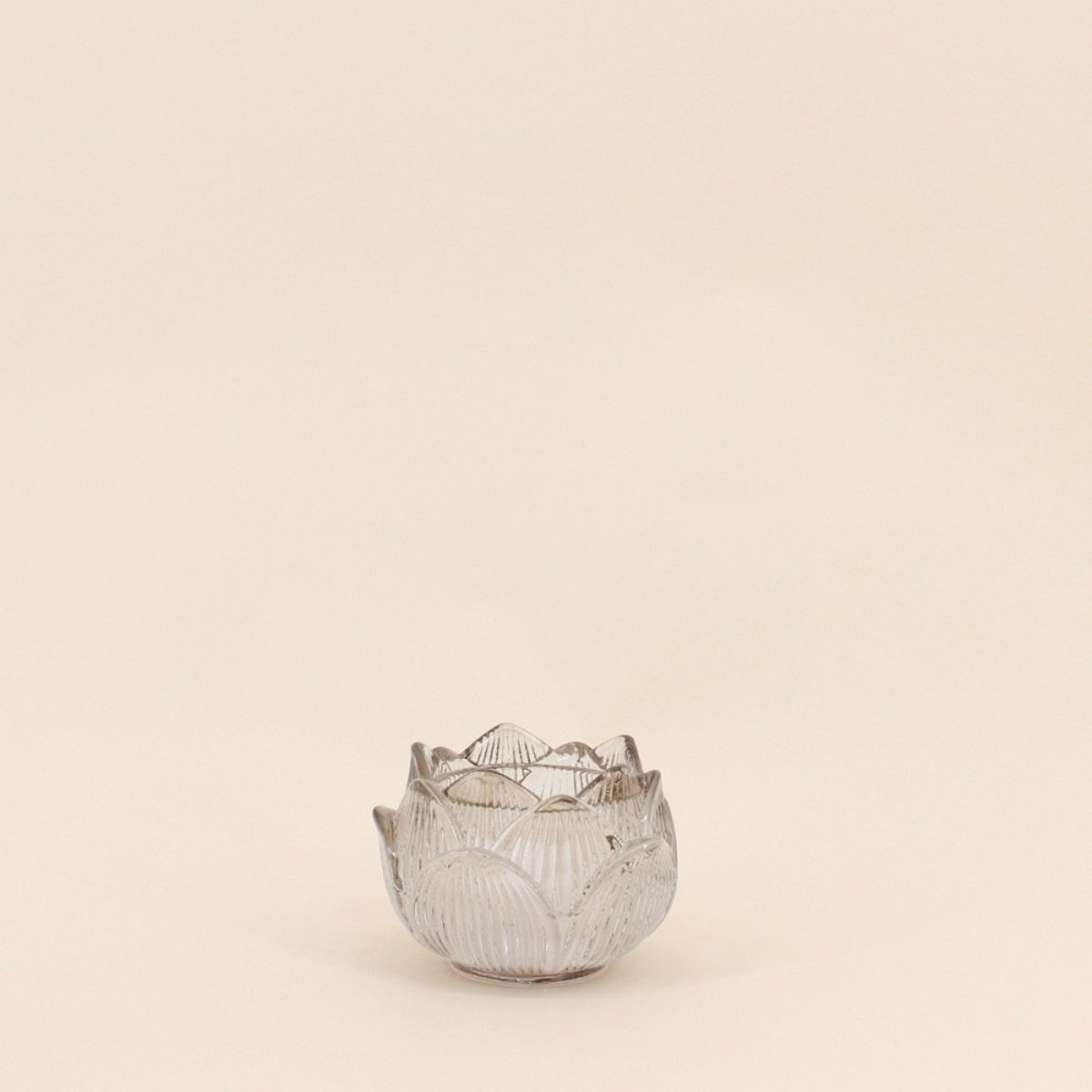 Photophore en verre forme fleur 11cm rose, ORNAMI