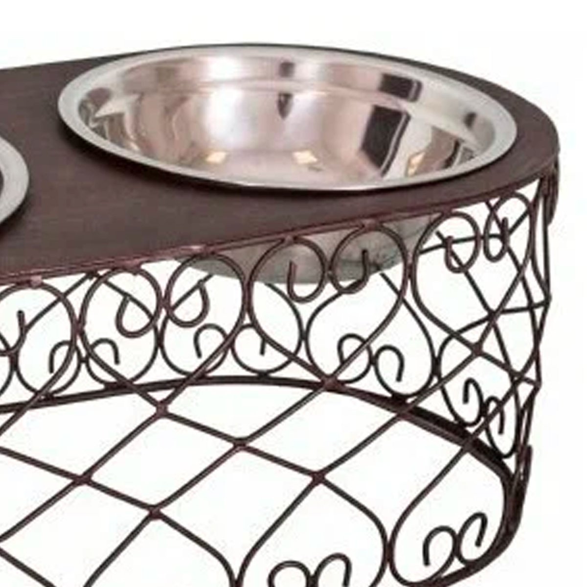 Porte gamelles + 2 gamelles inox 40x20x15cm marron, WADIGA