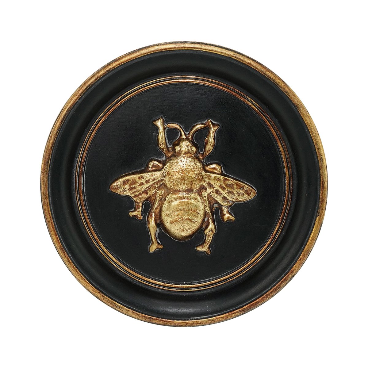 Déco murale ronde abeille 20cm noir, EMDE