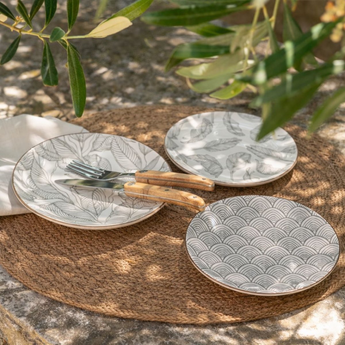 Lot de 6 petites assiettes à dessert, SASEBO beige, ARTIME